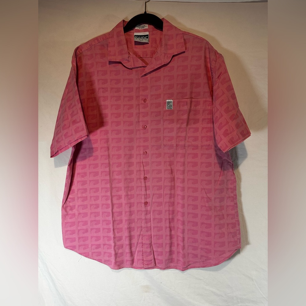 Vintage Surf Gear Button Shirt Mens Large Retro Short Sleeve Bright Colorful